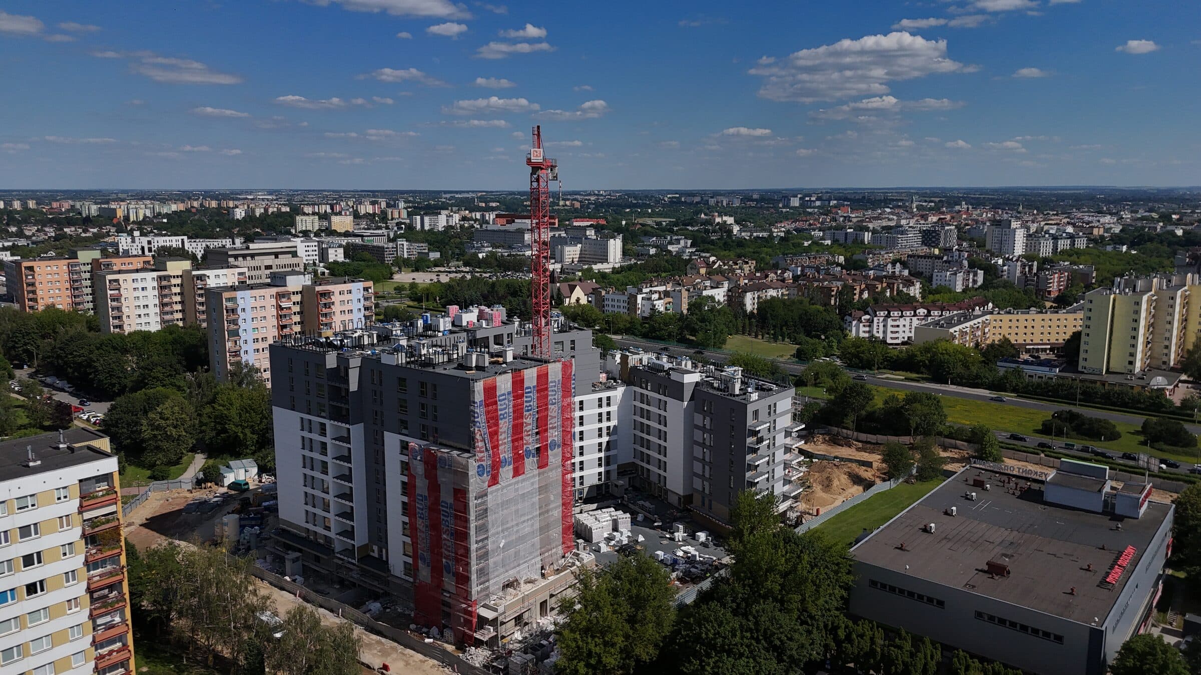 Zdjęcie z drona - postęp budowy inwestycji Nowy Czechów, czerwiec 2026, ujęcie 3