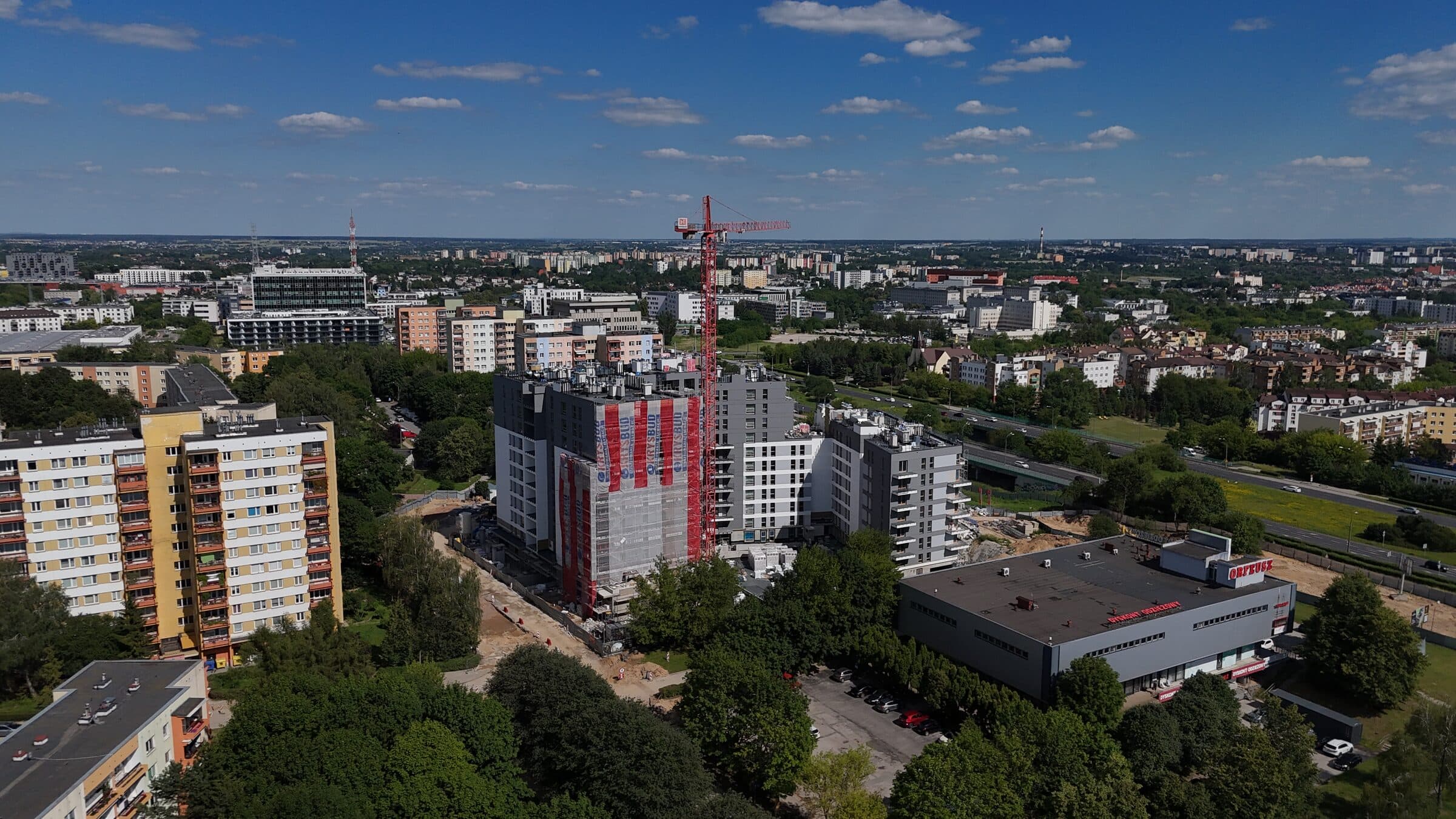 Zdjęcie z drona - postęp budowy inwestycji Nowy Czechów, czerwiec 2026, ujęcie 4